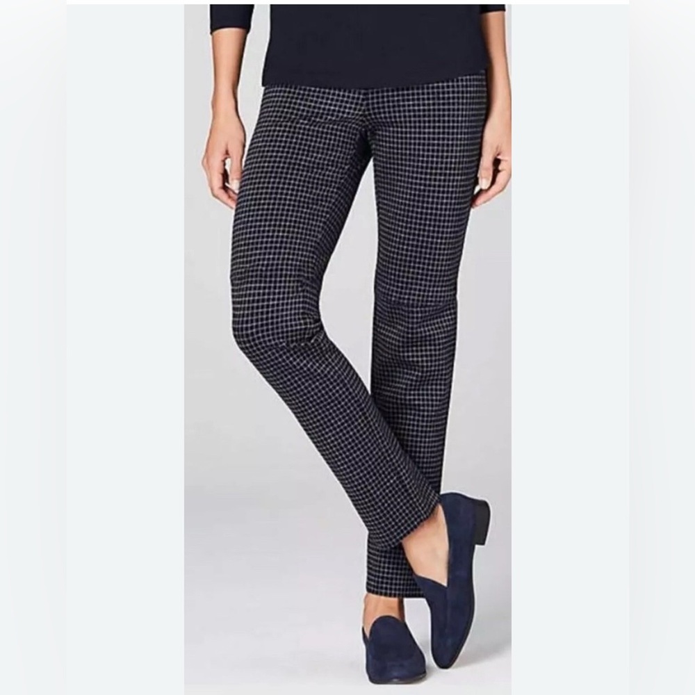 Jjill Women’s Ponte Slim Leg Pants in Navy and Gray| Size: L (14)
